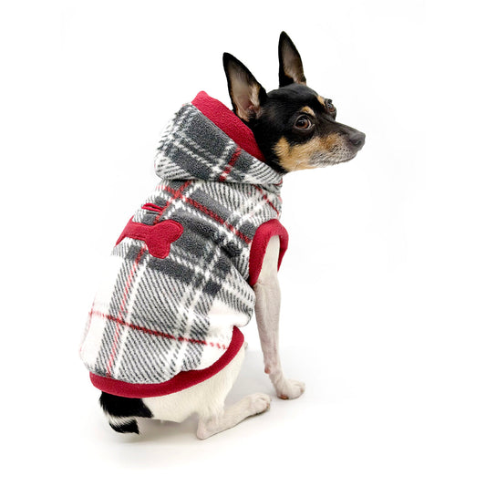 "Snowy Roads" Luxe Fleece Blanket Hoodie in Lodge Plaid-0