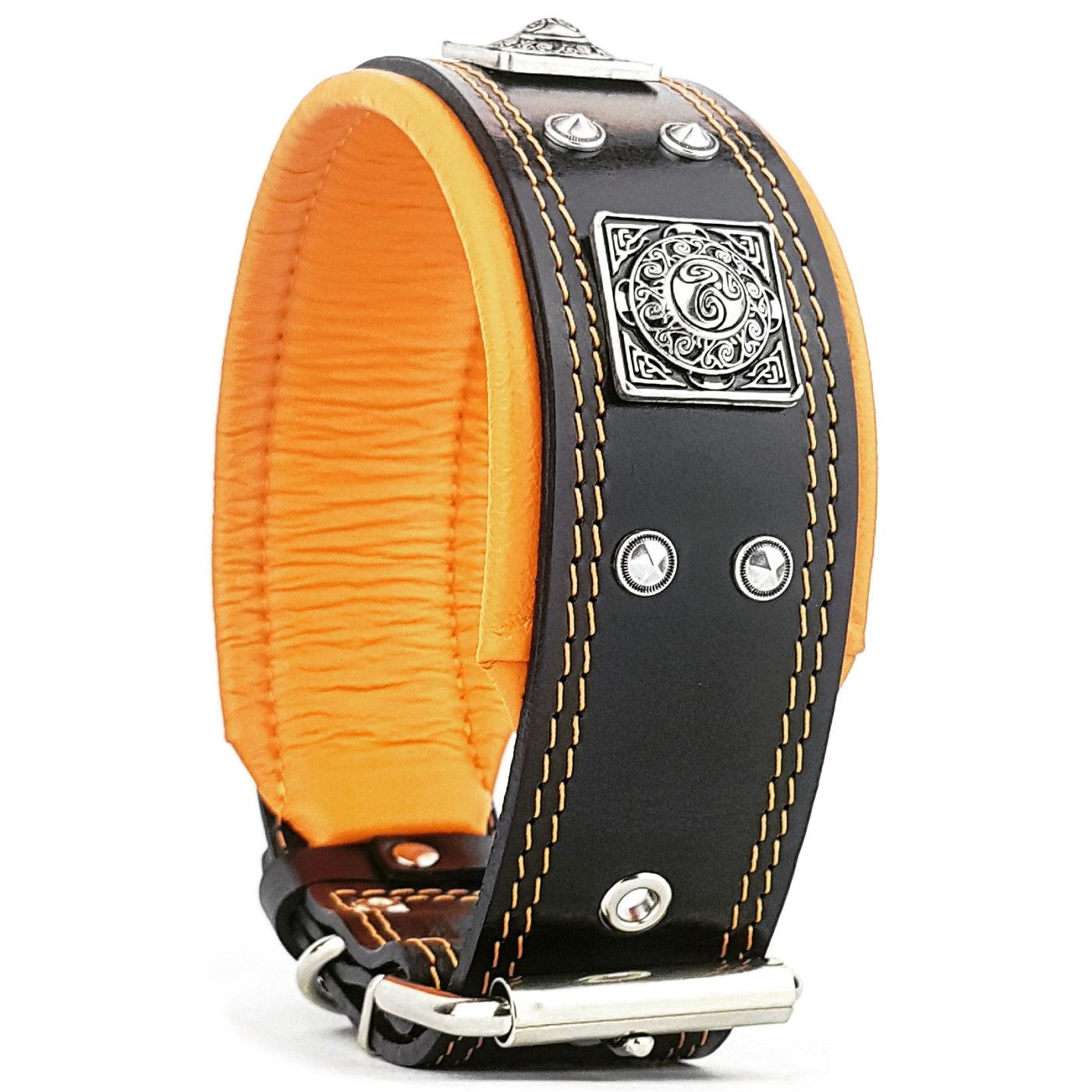 The "Eros" collar 2.5 inch wide black & orange-1