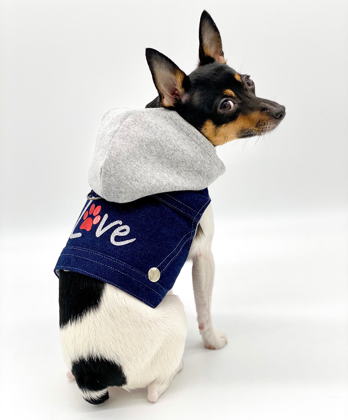 Denim Hoodie "Love" Harness Vest – Gray-0