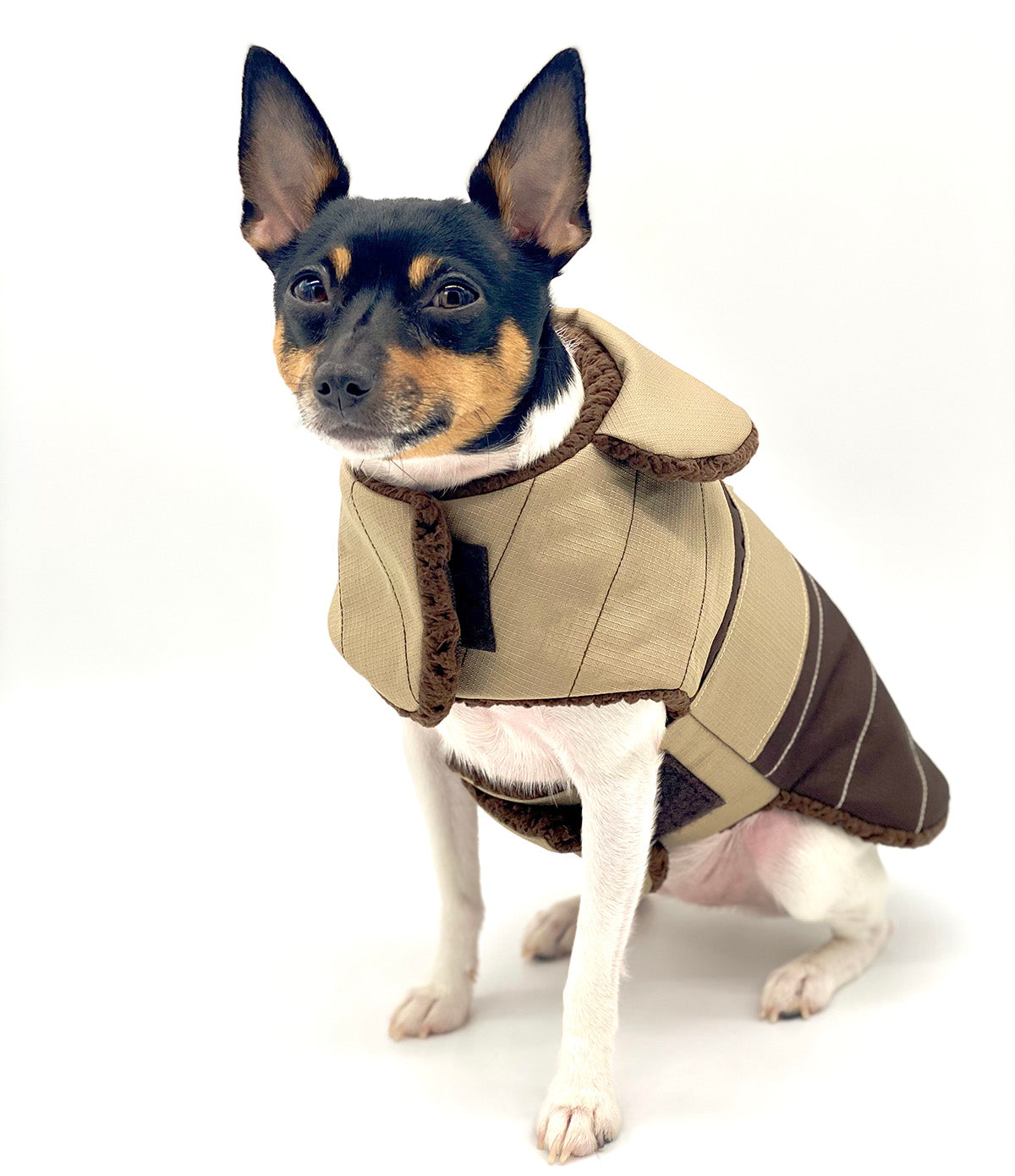 DoggieCoutureNY Water Resistant Brown & Tan Coat-1