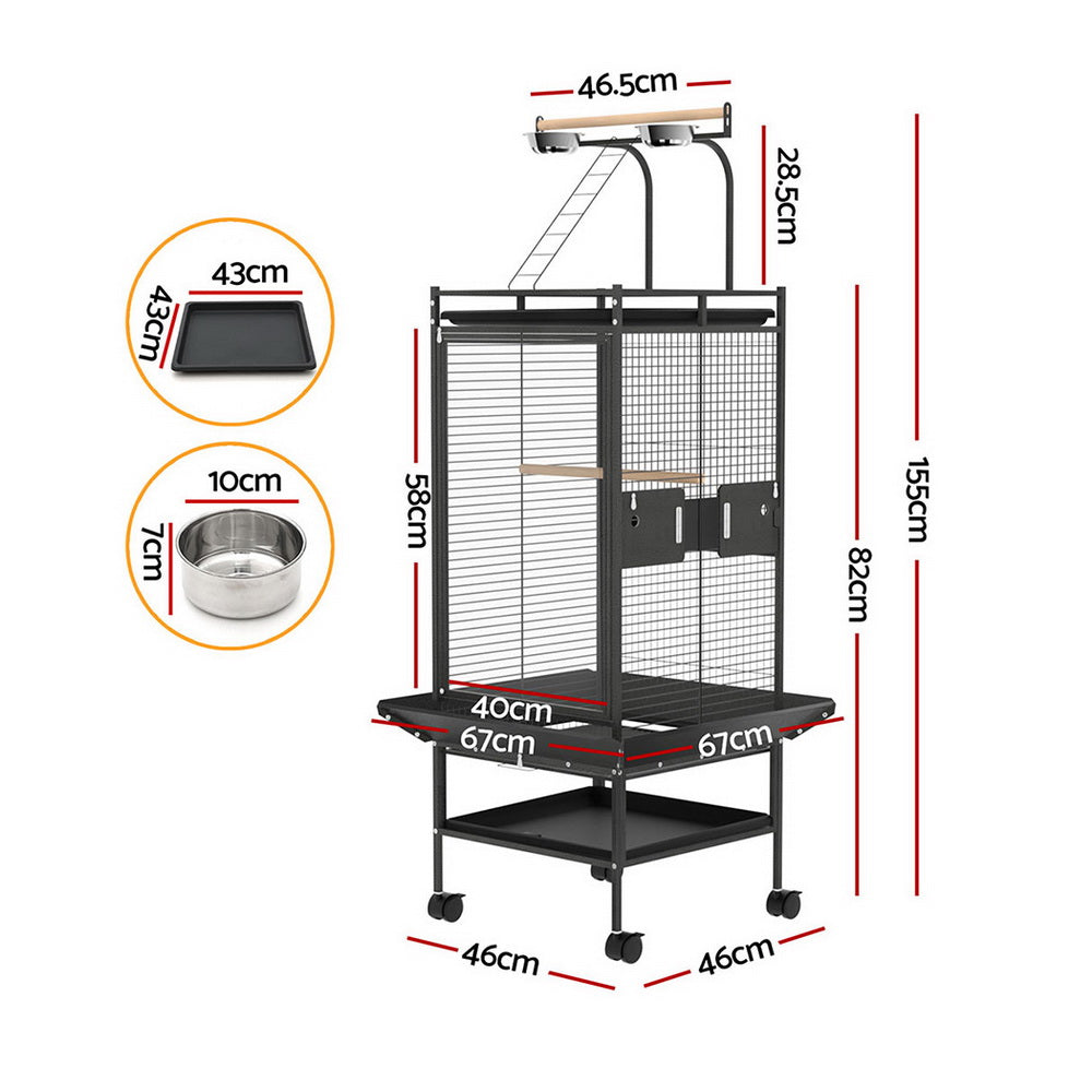 Bird Cage Large Cages 155cm Parrot Aviary Stand-Alone Budgie Wheels Castor-1