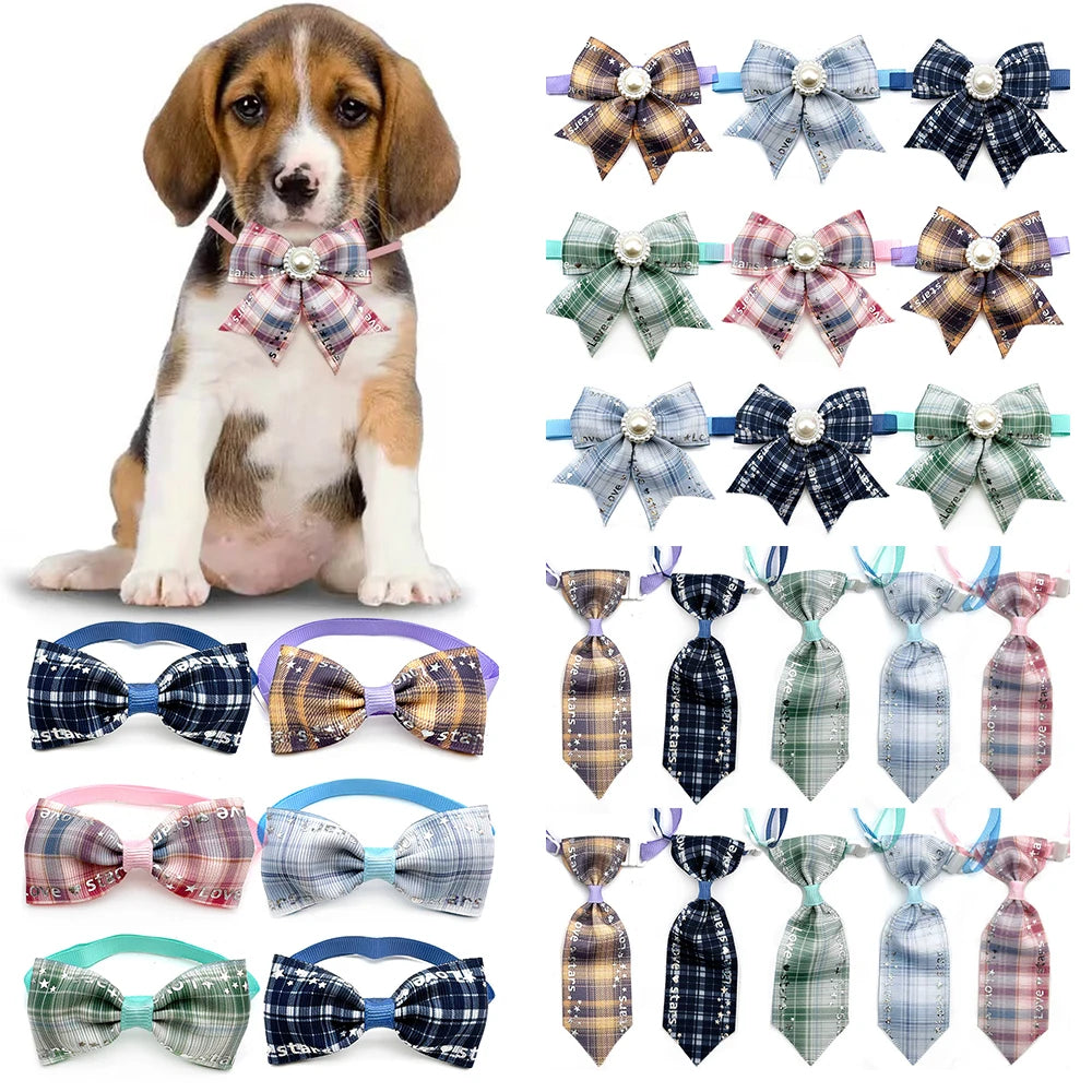 50/100pcs Pet Small Dog Puppy Cat Ties Adjustable Pet Neckties Bowties Dogs Grooming Holiday Pet Accessories for Small Dogs