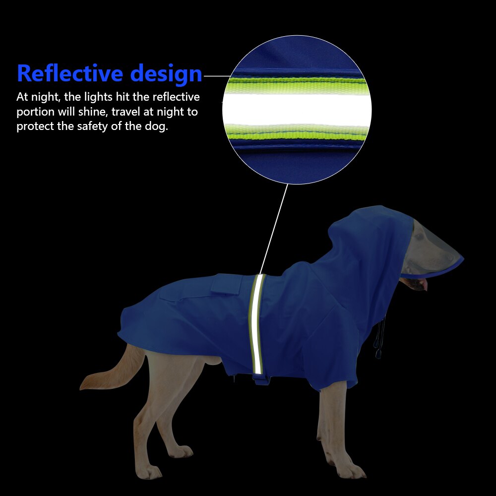 Waterproof Large Dog Raincoat Reflective Dog Rain