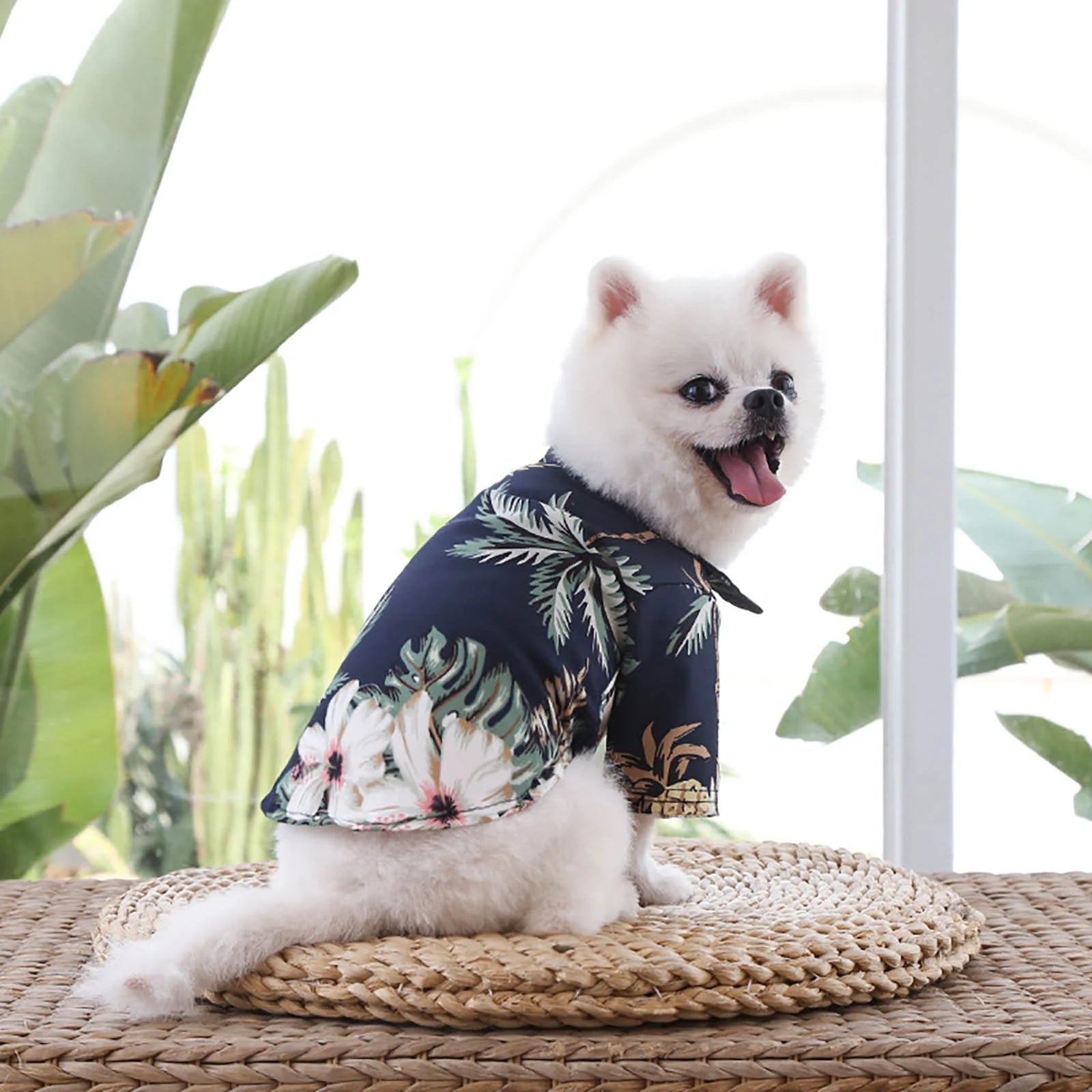 Pet Summer T Shirts Hawaii Style Floral Dog Shirt Hawaiian Printed Pet T Shirts Breathable Cool Clothes Beach Seaside Puppy Shirt Sweatshirt for Small Puppy and Plaid Dog Sweater Dog Vests for Small