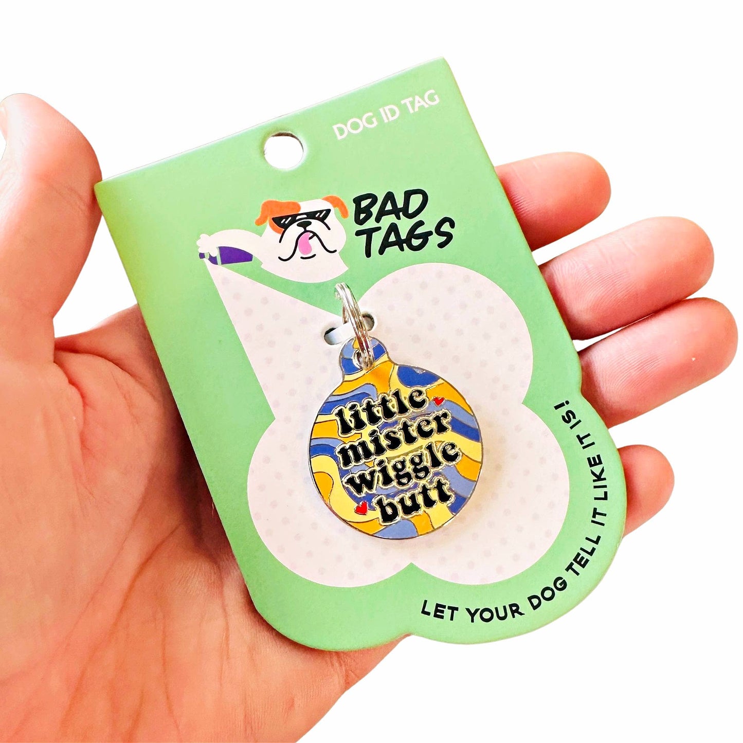 Little Mister Wiggle Butt - Pet ID Tag or Dog Collar Charm: Collar Charm (blank backside) / Small 1"