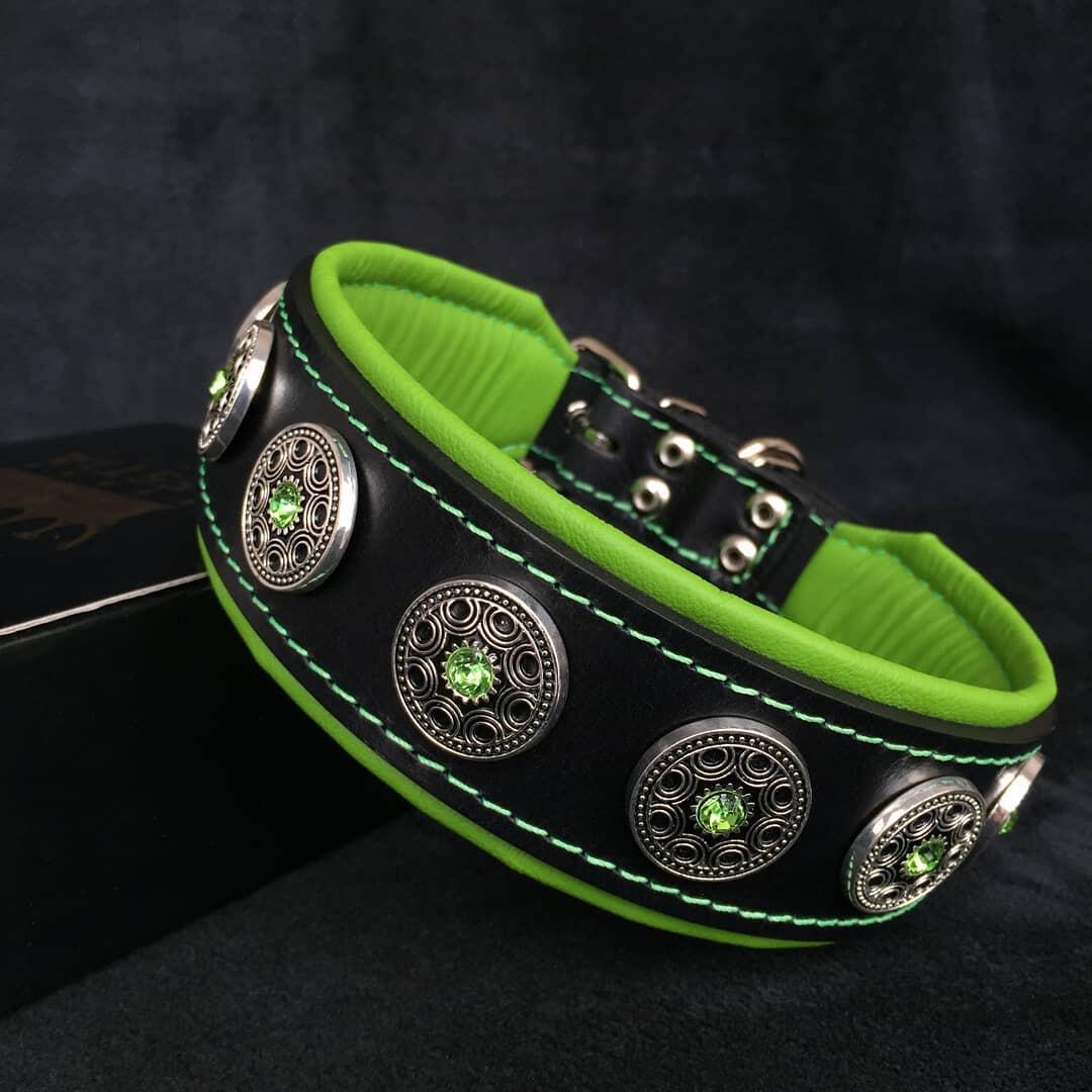 "Bijou" collar black & green-0