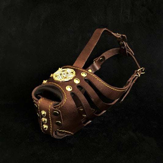 ''Maximus'' Basket Muzzle Brown & Gold-0