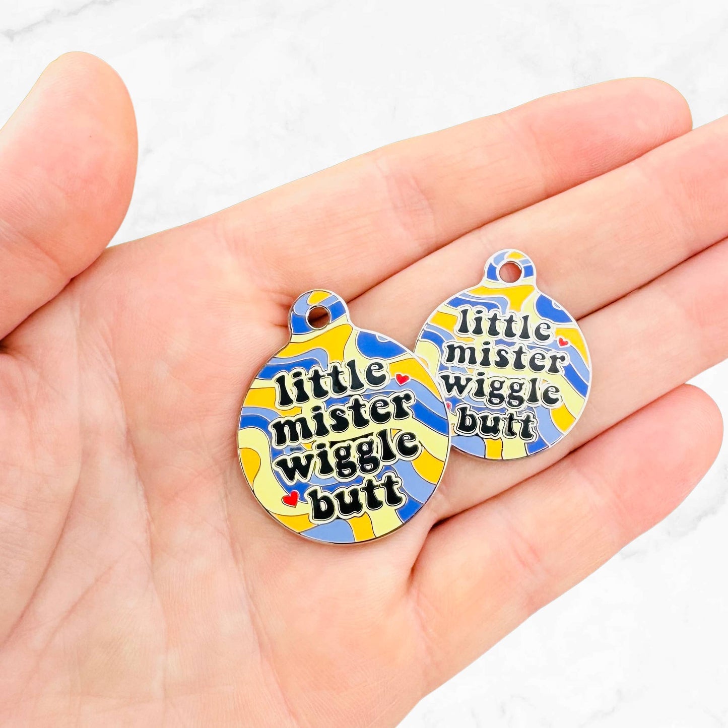 Little Mister Wiggle Butt - Pet ID Tag or Dog Collar Charm: Collar Charm (blank backside) / Small 1"