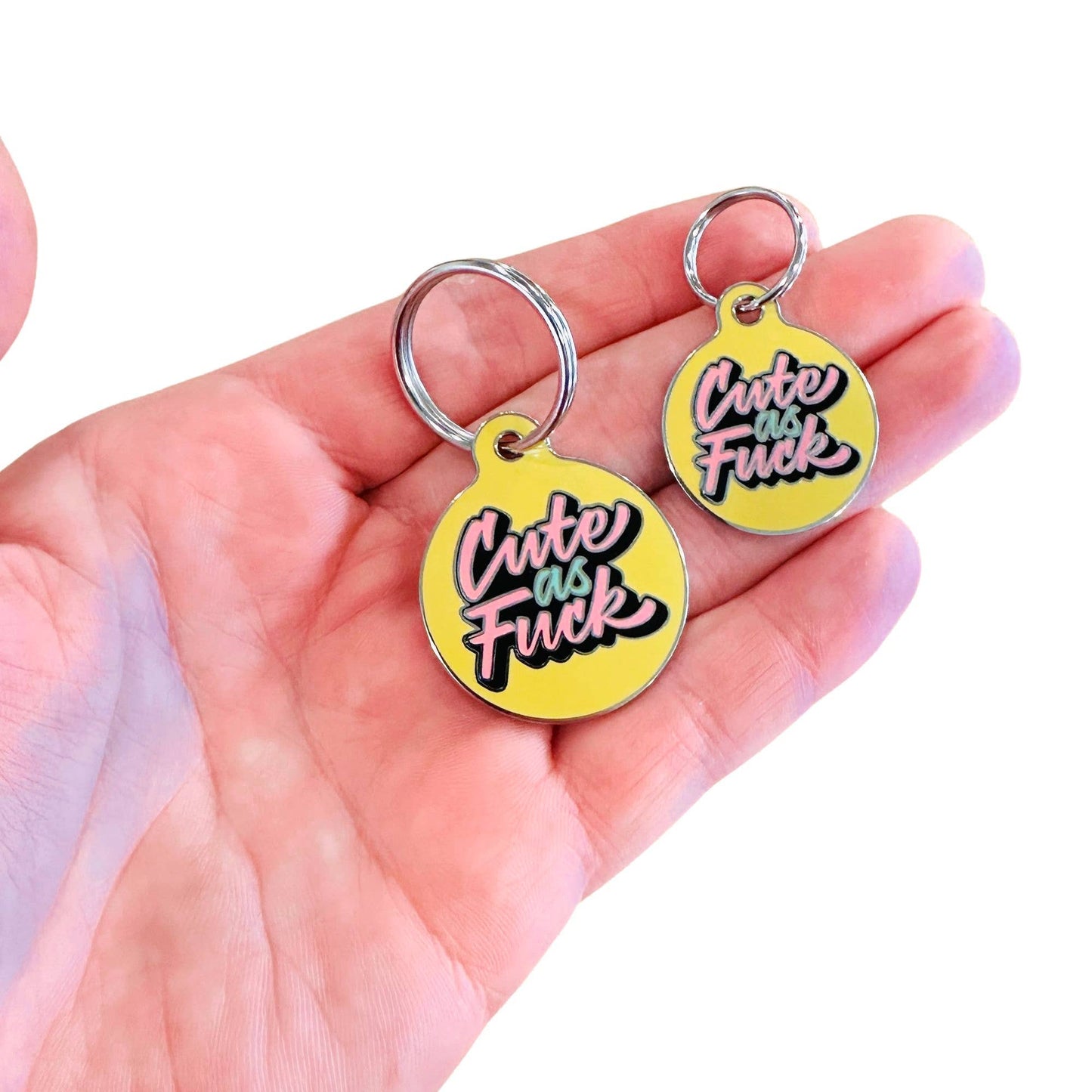 Cute as Fuck - Pet ID Tag or Dog Collar Charm: Collar Charm (no QR code) / Small 1"