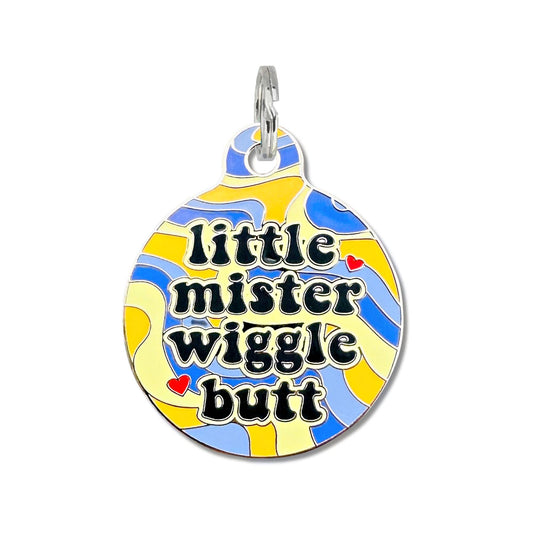 Little Mister Wiggle Butt - Pet ID Tag or Dog Collar Charm: Collar Charm (blank backside) / Small 1"