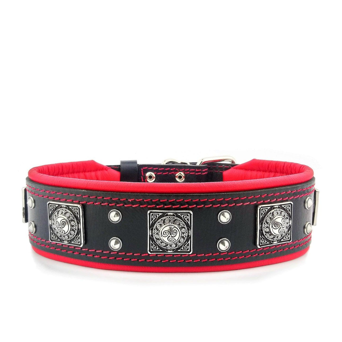 The "Eros" collar 2.5 inch wide black & red-1