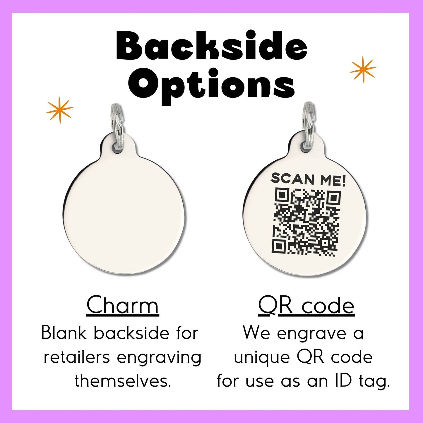 Dog ID Tag with Personalized QR Code - Bad Bitch Vibes: Purple / Large 1.25" / Collar Charm (Blank Backside)