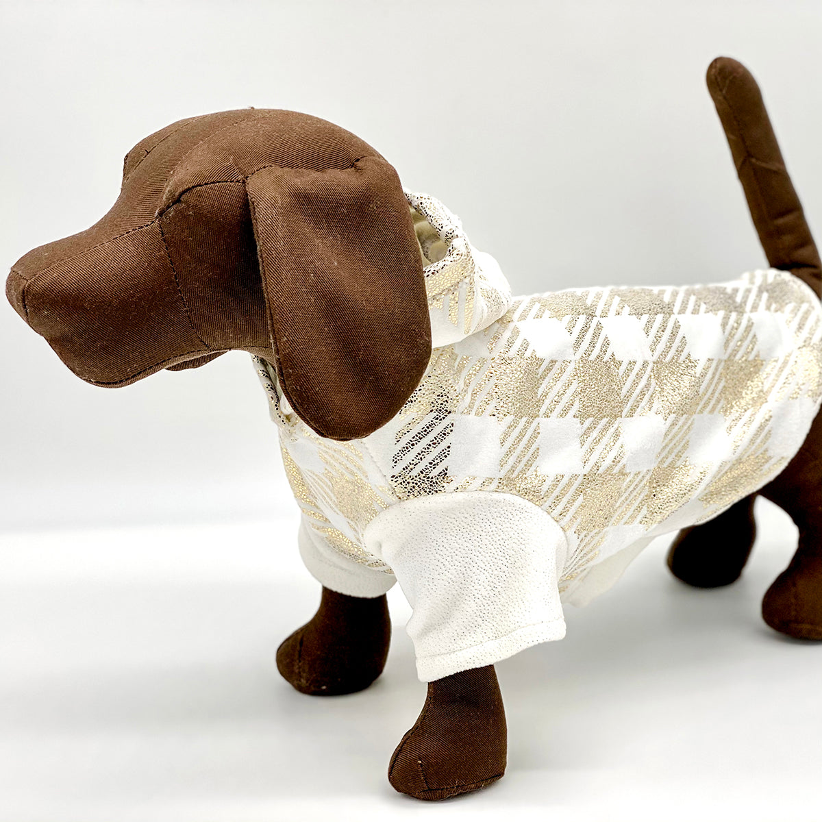 DoggieCoutureNY Gold Buffalo Plaid Hoodie-1