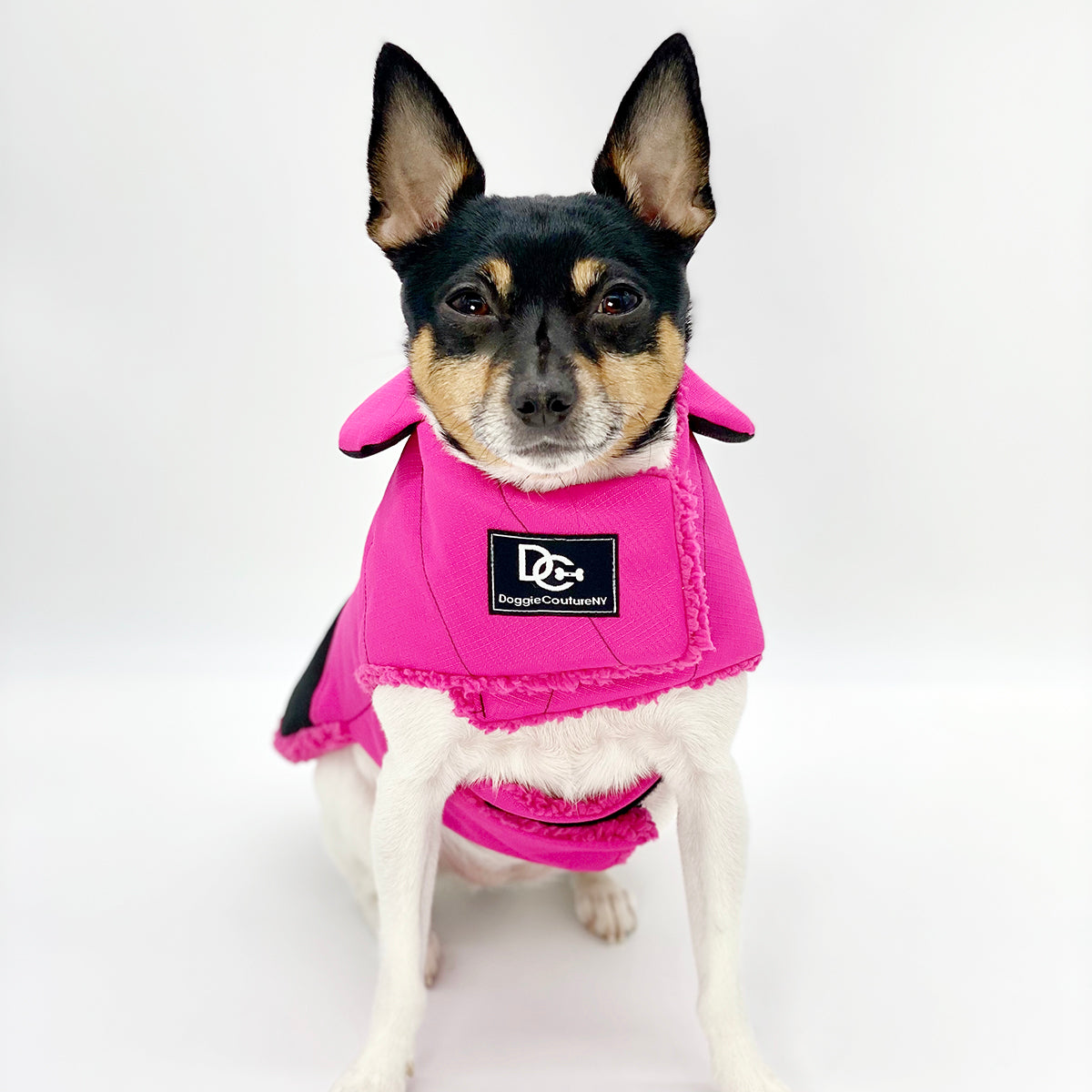 DoggieCoutureNY Water Resistant Pink & Black Coat-1