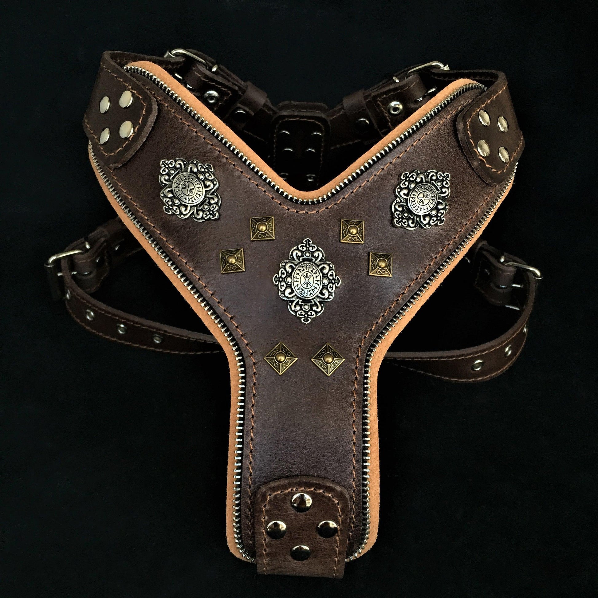 The "Aztec" big dogs harness BROWN-0