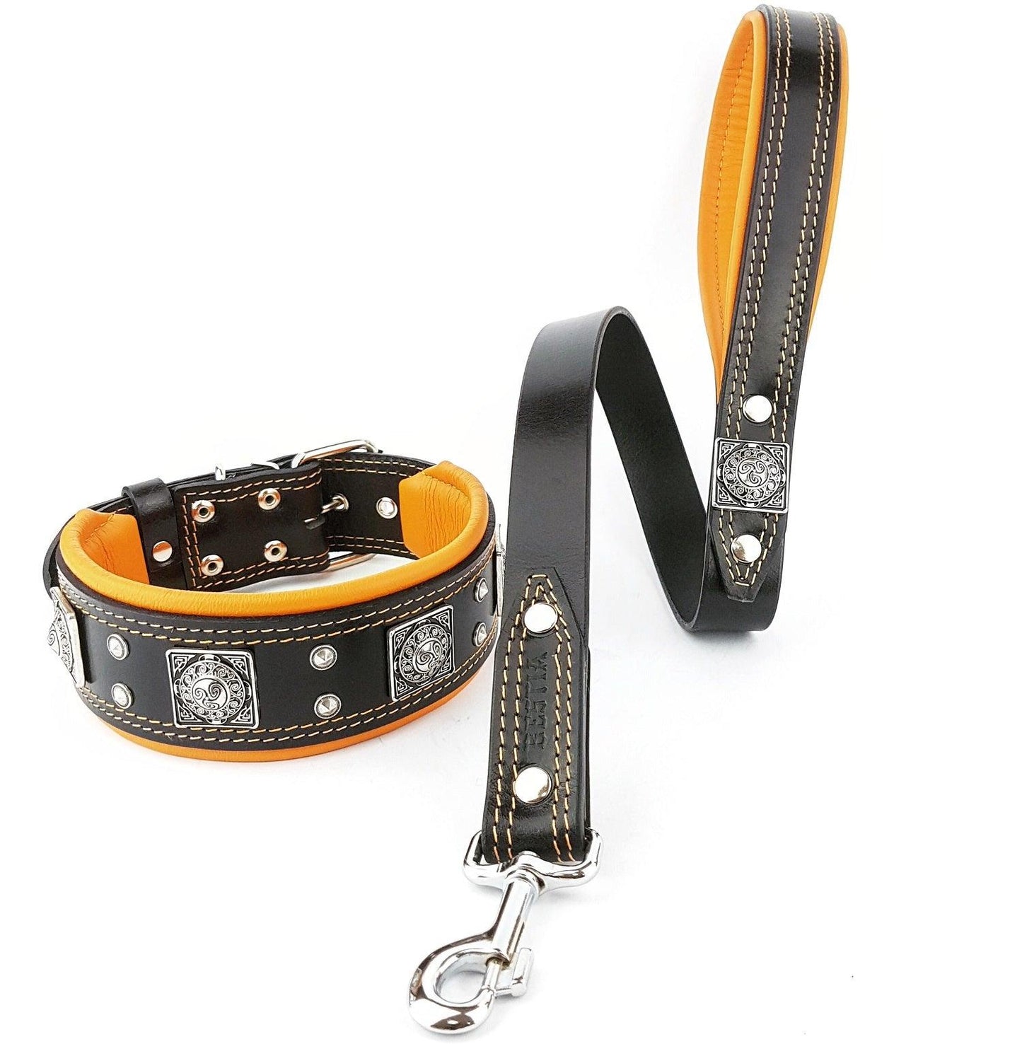 The "Eros" collar 2.5 inch wide black & orange-2