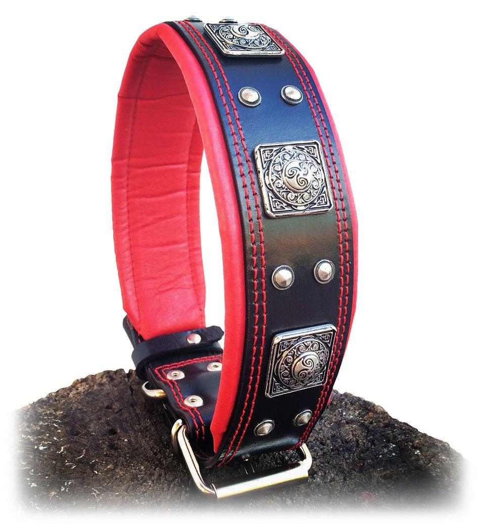 The "Eros" collar 2.5 inch wide black & red-2