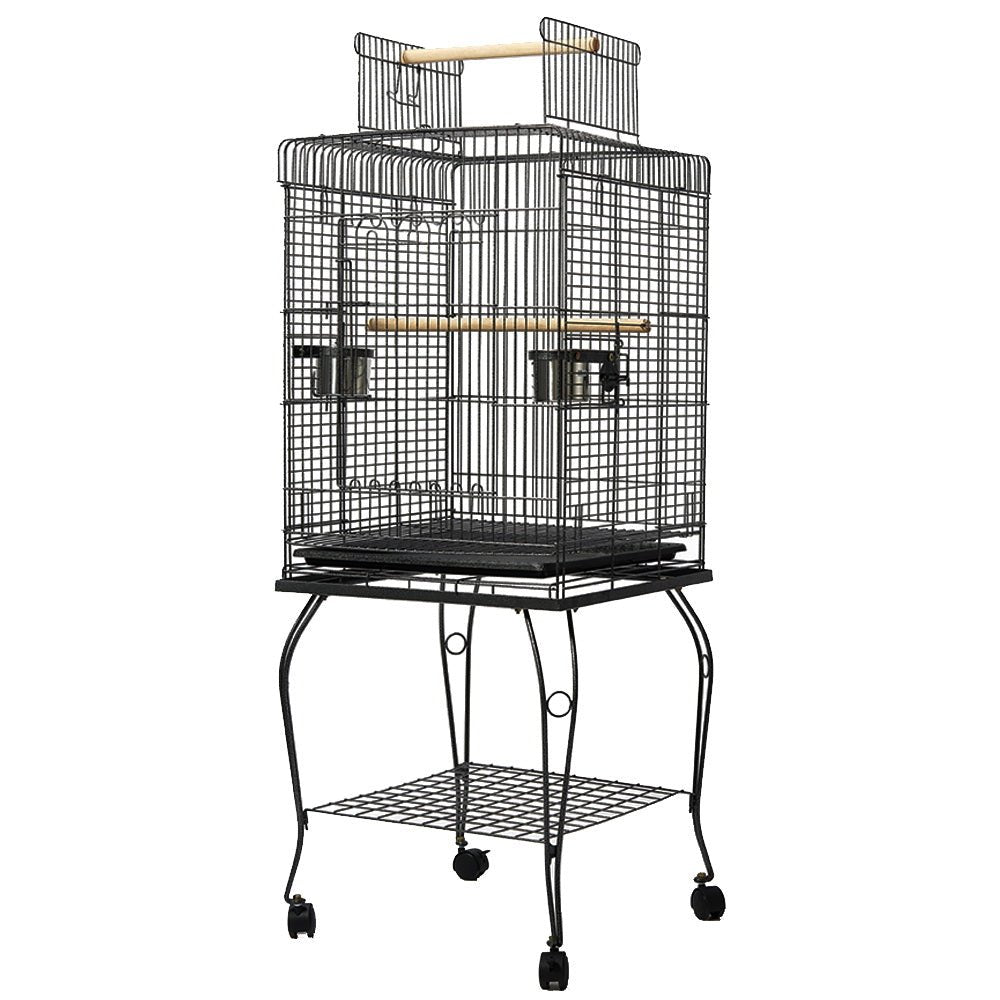 Large Bird Cage with Perch - Black-2