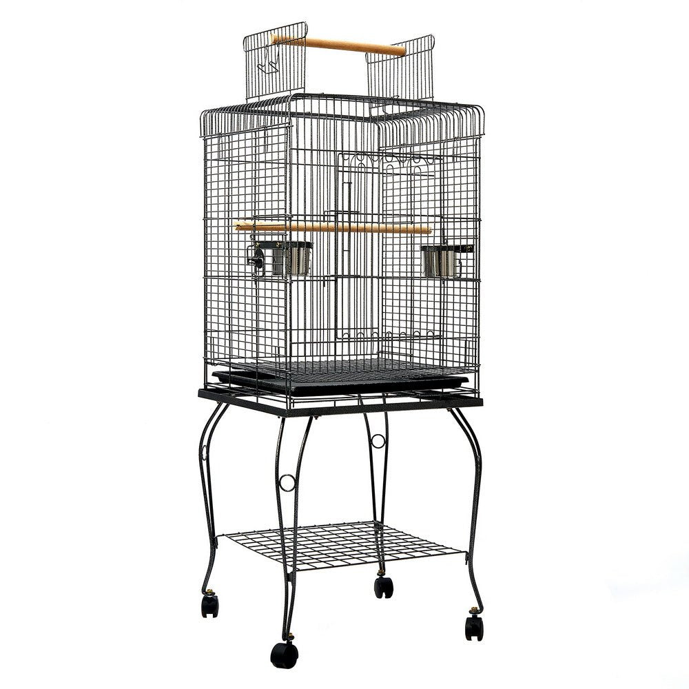 Large Bird Cage with Perch - Black-0