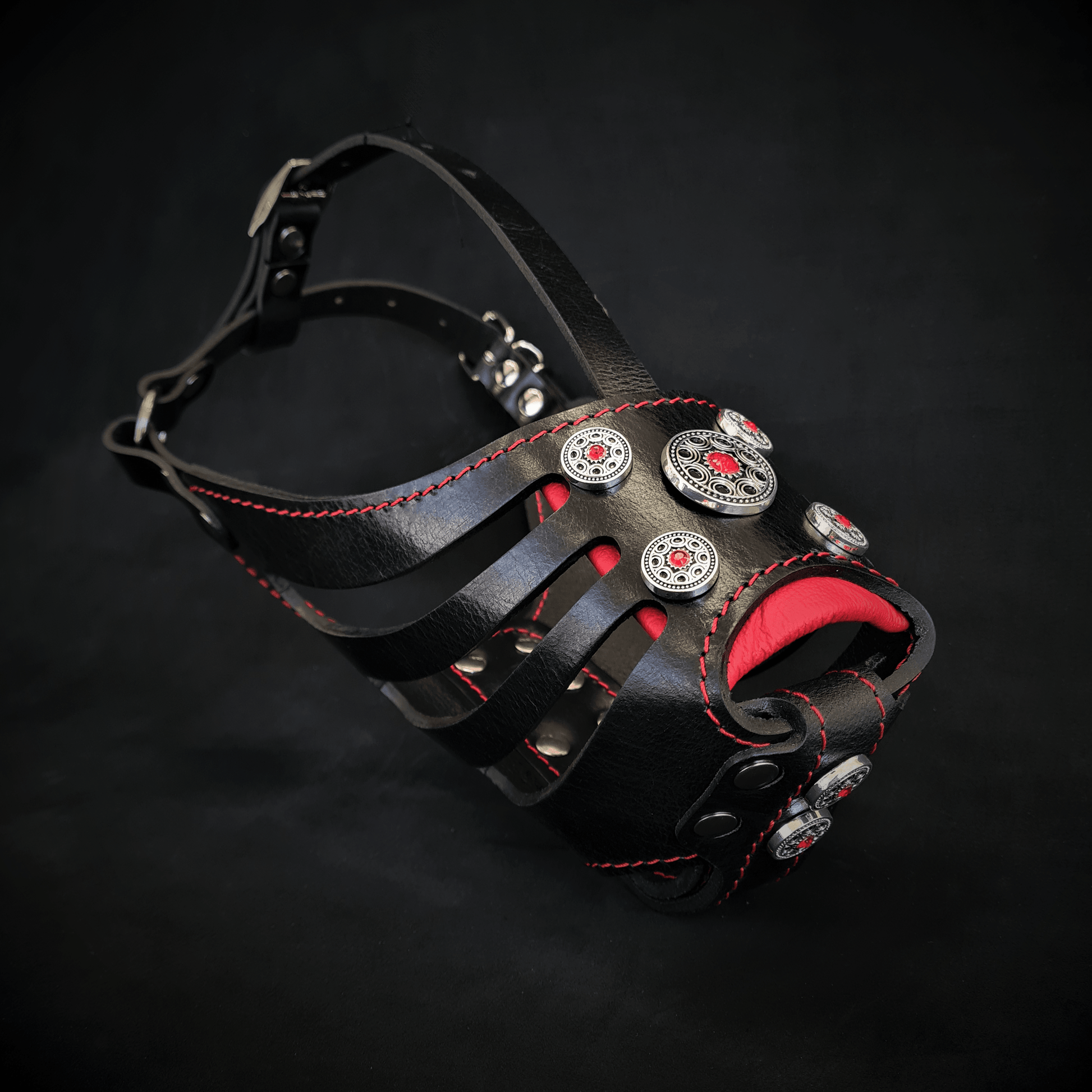 The ''Bijou'' Basket Muzzle Black & Red-0